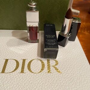 Dior Rouge Lipstick - Rich Burgundy Goft box and lip oil